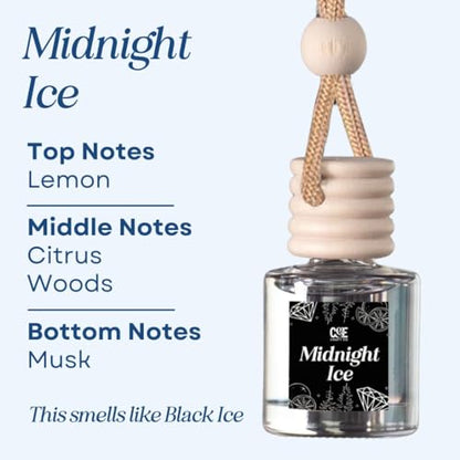 C&E Craft Co Hanging Car Air Freshener Diffuser 2 Pack, Long Lasting Fragrance Oil Car Freshener, Glass Bottle Auto Air Freshener, Made in USA (Midnight Ice) - size: 0.68 Fl Oz (Pack of 1)