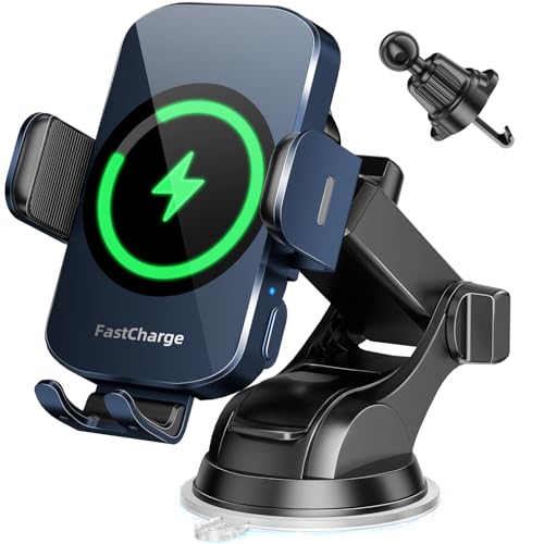 BothLin Wireless Car Charger, Fast Charging Phone Holder 3 in 1 Phone Mount Auto Clamping Car Accessories Compatible with iPhone 17 16 15 14 13 12 11 Xs XR, Samsung S23 Ultra S22 S21 S20(Deep Blue) - color: Deep Blue