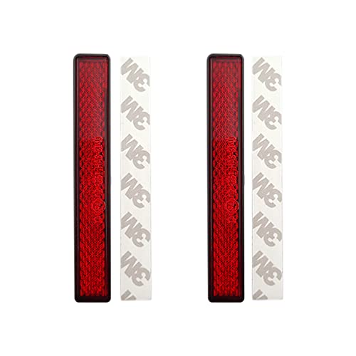 Self-Adhesive Slim Rectangular Reflectors – High-Visibility Reflector for Motorcycles, Cars, Trucks, Trailers (Red, 2-Pack) - color: 02.Red – Adhesive | 4.03x0.6x0.29 inch, style: Slim Rectangular