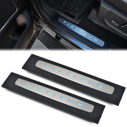 G-PLUS LED Illuminated Platinum Door Sill Plates Compatible with Ford F250 F350 F450 F550 Super Duty Crew Cab Only 2017-2022 Left and Right Door Sill Protector HC3Z-2613208-AA HC3Z-2613209-AA - size: 17-22 Ford F250