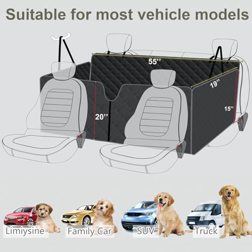 Meolsaek Dog Hammock for Car Back Seat Scratch Proof Nonslip Pet Car Seat Cover,Side Flaps with Zipper, Heavy Duty Car Seat Cover for Dogs with Storage Bag (Black-Zipper) - color: White