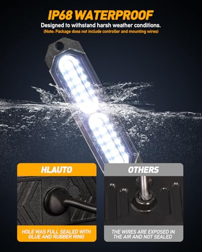 HLauto 1200T Emergency Strobe Grille Lights: 8pcs 12 LED Sync Feature Safety Warning Flashing Light, Ultra Slim Surface Mount Hazard Caution Light for Trucks, Vehicles, Car, ATV, UTV (White) - color: White