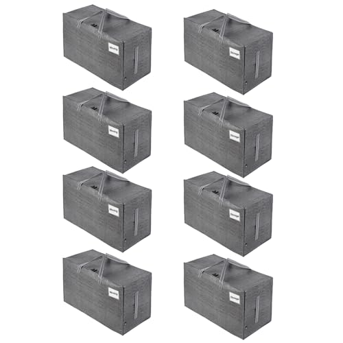 VENO 8 Pack Extra Large Heavy Duty Moving Bags with Wide Opening & Reinforced Handles, Reusable Storage Tote Bags with Strong Zippers for Clothes, College Dorm Essentials & Moving Supplies - color: Dark Gray, size: 8 Pack