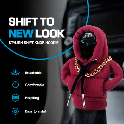 Funny Gear Shift Hoodie Cover, Car Shifter Knob Sweatshirt, Universal Stick Shift Cover for Car Gear Handle - color: Red