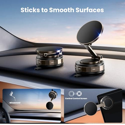 TECKNET Vacuum Magnetic Phone Holder - Upgraded 360° Adjustable Nano Gel Suction Cup Phone Holder for MagSafe, Car Mount for Car/Gym/Kitchen, Compatible with iPhone, Android and All Smartphones