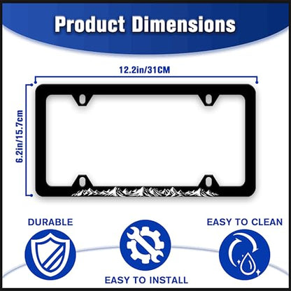 Mountains License Plate Frame Beautiful Mountain Pattern License Plate Holders Funny Auto Accessory Bracket Stainless Steel License Plate Frames with Screws for Women Men 6x12 Inch 4 Holes - color: Mountains