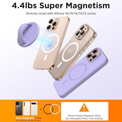Magnetic Phone Grip Ring Holder, Liquid Silicone Magnet Cell Phone Grip Finger Loop, Compatible with Magsafe, Back of Phone for iPhone 17/16/15/14/13/12 Series, Lilac Purple - color: Lilac Purple