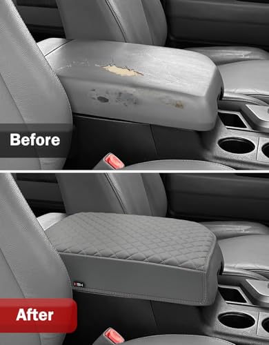 KBH Center Console Armrest Cover for 2007-2013 Toyota Tundra & 2008-2022 Sequoia, Vinyl Leather, Middle Console Lid Protector Arm Rest Cushion Pad, Interior Accessories, Anti-Scratch, Gray - size: 07-13 Toyota Tundra, 08-22 Sequoia, Gray