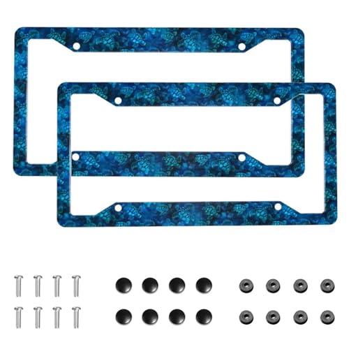 Watercolor Blue Sea Turtle License Plate Frame, 2 Pack Aluminum Car License Plate Covers for Men & Women, Sea Ocean Turtle Car Accessories Decorative Frames for 4 Holes with Screws 12.3 X 6.3 in - color: Watercolor Blue Sea Turtle