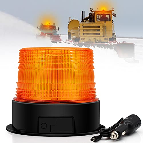 AnTom 2PCS Magnetic Wireless Strobe Lights, Rechargeable Emergency Flashing Warning Battery Operated Beacon Light for Vehicle, forklifts,Tractors,Golf carts,UTVs,Cars,Buses - color: Amber 2PCS