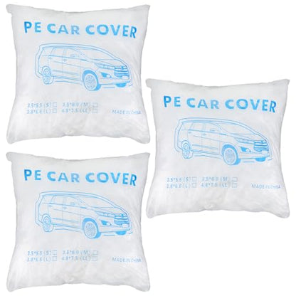 3 Packs Disposable Car Cover Clear Plastic Car Cover Universal Rain Dust Garage Cover with Elastic Band Medium (12.4 FT x 21.6 FT