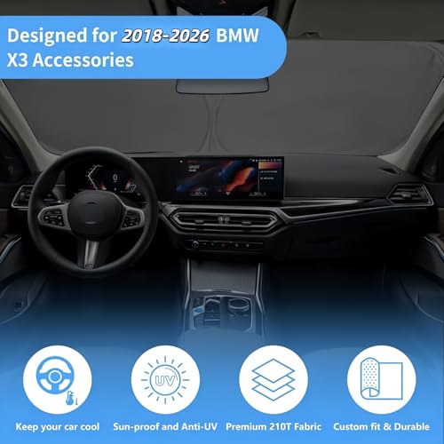 Windshield Sun Shade Custom for BMW X3 2018-2021 2022 203 2024 2025 2026 Front Window Sunshade Foldable Sun Visor Protector Window Shade Blocks UV Rays Keep Your Car Cooler - size: H. for Bmw X3 2018-2026