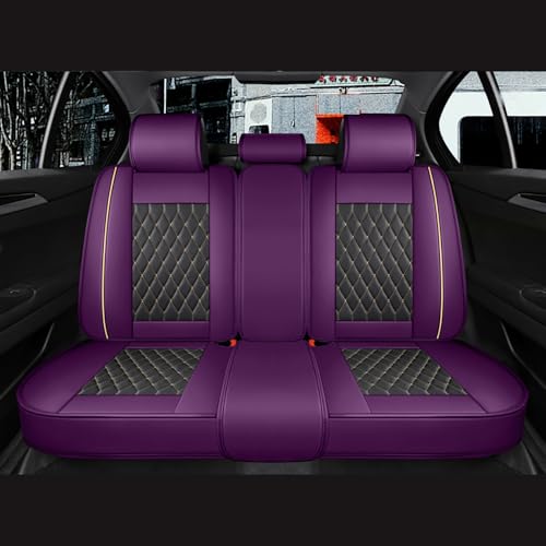 SanQing Car Seat Covers Full Set, Super Luxurious Heavy Universal Duty Waterproof Leather Automotive Vehicle Cover for Cars SUV Pick-up Truck, Non-Slip Seat Purple Car Accessories(Full Set/Purple) - color: Full Set/Purple