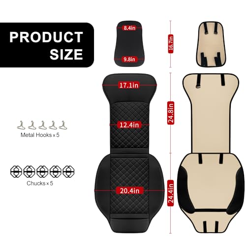 BEITK 2 Pack Leather Front Seat Covers, Universal Sideless Car Seat Protectors, Waterproof Automotive Seat Cover for Most Cars Trucks SUV(Black) - color: only front pair black