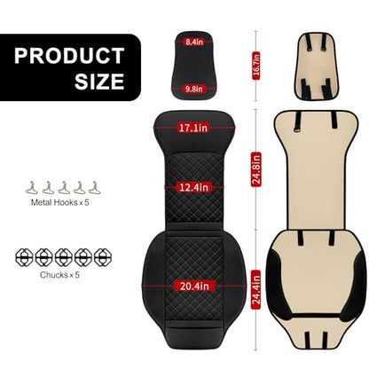 BEITK 2 Pack Leather Front Seat Covers, Universal Sideless Car Seat Protectors, Waterproof Automotive Seat Cover for Most Cars Trucks SUV(Black) - color: only front pair black