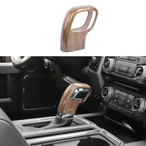 CheroCar Gear Shift Lever Knob Cover Trim Fit for 2015 2016 2017 2018 2019 2020 Ford F150 F-150 Interior Accessories,Wood Grain - color: Wood Grain