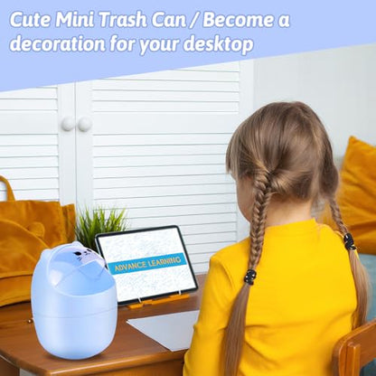 4 Pack Cute Mini Trash Can, Small Desk Trash Can with Lids, Countertop Garbage Cans with 300 Trash Bags, Kawaii Plastic Tiny Waste Bin for Bathrooms Kids Bedroom Kitchen Office Desktop - color: Style 1, 4Pcs