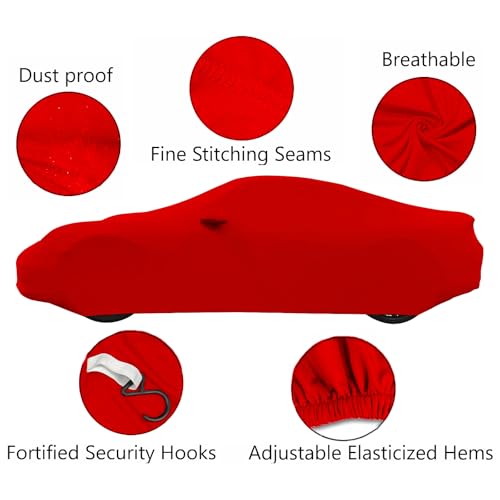 Fit Full Car Cover Dust-Proof Protection Compatible with Chevrolet Corvette C8 2020–2025, Indoor Breathable Car Cover for Dust-Proof, Underground Garage, Car Show(Red)
