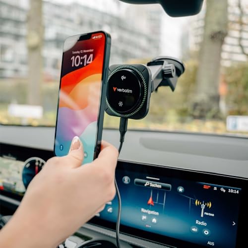 Verbatim Charge 'n’ Drive Qi2 Magnetic Wireless Car Charger – RGB Lighting - style: Qi2 Magnetic Wireless – RGB Lighting