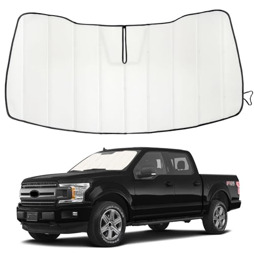 Windshield Sun Shade for Ford F150 2015-2025 2026, Front Window Visor Accessories, Accordion Folding Design Blocks Heat & UV Rays Maintain Cool Interior and Save Space - size: Ford F150 2015-2026
