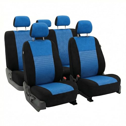 FH Group Car Seat Covers Trendy Elegance Blue Full Set Automotive Seat Covers, Airbag and Split Rear Combo Non-Slip Dash Grip Pad Universal Fit Interior Accessories Cars Trucks SUV Car Accessories - color: Blue, size: Full Set
