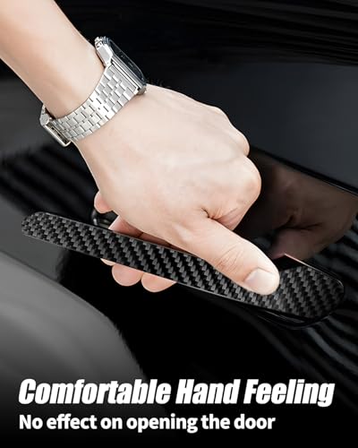 KKTR-CAR Door Handle Cover, Real Glossy Carbon Fiber Door Handle Trim Protector Set Compatible with Tesla Model y Model 3 2017-2025 Real Glossy Carbon Fiber (4 Pieces) - color: Real Glossy Carbon Fiber