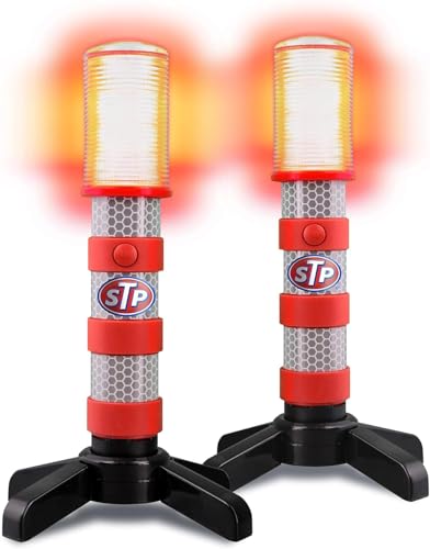 XTREME STP LED Road Flares, 3 Alert Lighting Modes: Flashing Red, Solid Red & White Flashlight, Emergency Flares for Vehicles, Visible From Up To A Mile, Foldable Stand/Built-In Magnet Sticks To Car - size: 4 Pack