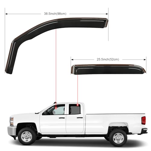 Nilight in Channel Rain Guards for Dodge RAM 1500 2019 2020 2021 2022 2023 2024 Quad Cab Original Window Deflectors, Vent Window Visors-4PCS - size: Ram 1500 2019-2024 Quad Cab