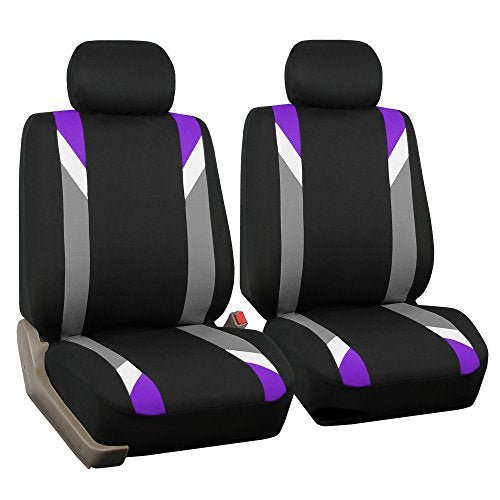 FH Group Front Set Cloth Car Seat Covers for Low Back Car Seats with Removable Headrest, Universal Fit, Airbag Compatible Seat Cover for SUV, Sedan, Van, Purple - color: Purple, size: Front Set