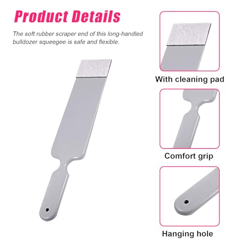 Dickno 2PCS Long Handle Window Tint Tools, Bulldozer Squeegee & Scrubber Paddle Squeegee Tool Set for Car Front Rear Windows Cleaning, Glass Vinyl Wrap Snow Frost Ice Removal Tool (Grey+White) - color: Grey+white