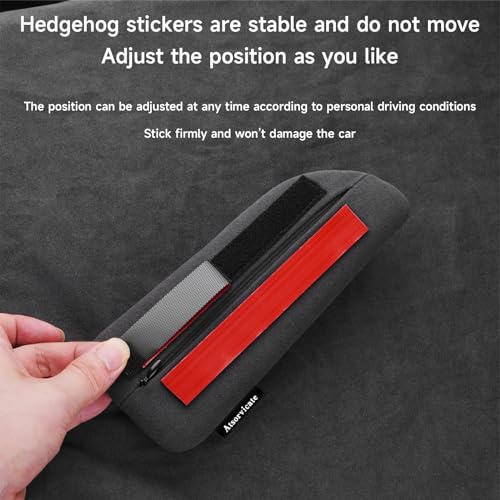 Italian Alcantara Style Fur Car Elbow Rest Pad - Universal Armrest & Knee Cushion - Thigh Support Comfort Pillow - color: Black Line Left