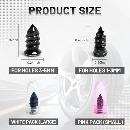 60 PCS Tire Repair Rubber Nail Kit, Self-Tapping Spiral Screws for Tubeless Tires - Upgrade Emergency Puncture Fix Tools for Car/Truck/Motorcycle/Tractor