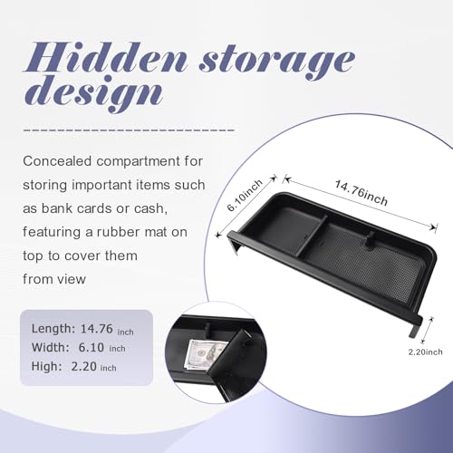 RUNROAD Dashboard Storage Organizer Tray Compatible with 2025-2022 Hummer EV Accessories, Center Console Storage Holder Behind Screen Dash Board Armrest Tray Insert Organizer (Behind The Wheel)