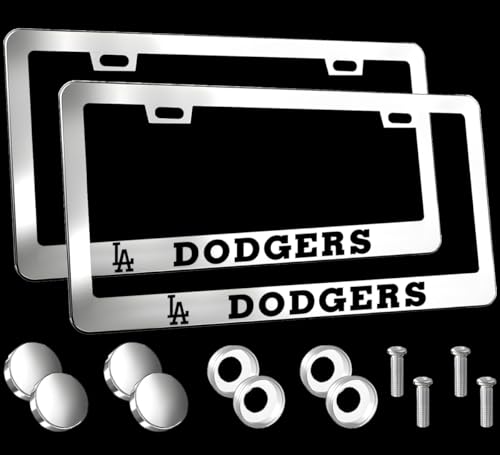 2PCS Slive for Dodgers License Plate Frames Holder with Screw for Car Tag Frame - color: 2PCS Slive DB DQ