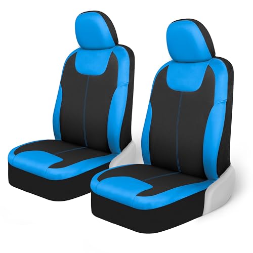 Motor Trend Blue/Black Waterproof Seat Covers for Front Seats – Premium Neoprene Blue Seat Covers, Car Seat Protectors with Removable Headrest, Interior Covers for Auto Truck Van SUV Seat Protection - color: Blue Front Seats