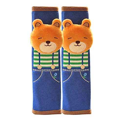 Tianmei 2Pcs Cute Cartoon Doll Styling Car Seat Belt Cover Shoulder Strap Pad (Bear) - color: Bear Navy - 2PCS