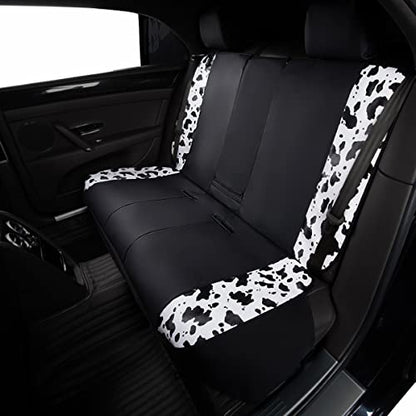 Flying Banner car seat Covers Protects Water Proof Faux Leather Carbon Fiber Fronts Rear Bench Covers (Cow Black, Full Set - Combo Pack) - color: Cow Black, size: Full Set -- Combo Pack