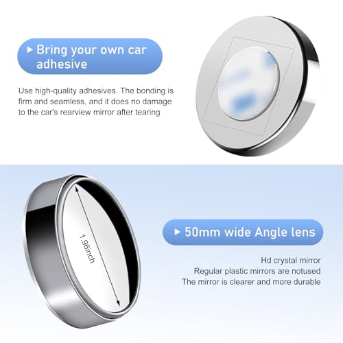 2 PCS Car Blind Spot Mirrors, 360-degree Adjustable Convex Glass with Anti-impact Frame, HD Wide Angle Convex Rearview Auxiliary, Universal Waterproof Self-adhesive Exterior for Car (Black)