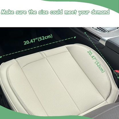 2 Pack Leather Front Car Seat Cover Bottom Only, Anti-slip Padded Seat Cushion, Full Wrap Seat Protector with Storage Function Universal Fit for Most Cars, SUV, Pick-up Trucks (Light Beige) - color: Light Beige
