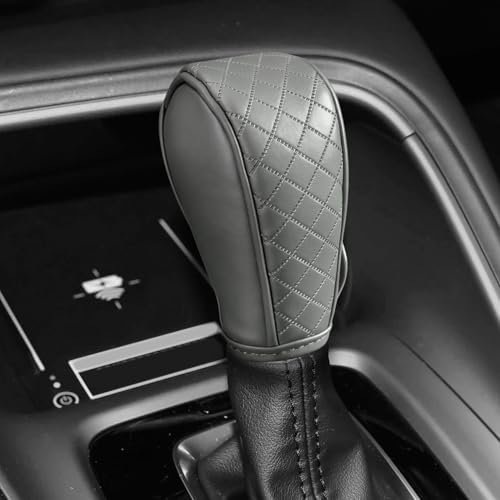 Car Gear Shift Cover, Shift Knob Cover, Breathable Leather Vehicle Gear Shifter Stick Protector, Anti-Slip Automotive Shifting Lever Decoration Accessories for Car SUV Truck (Gray) - color: Gray