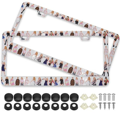 Pop Singer License Plate Frames, 2 Pack Album Inspired Music Lover Fans Gift Car Plate Frame, Stainless Steel License Plate Holders Covers with Free Screws Fasteners Caps (Pop Singer) - color: Pop Singer