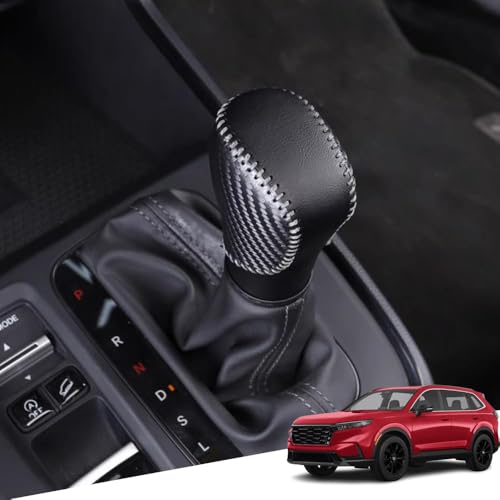 Great-luck Genuine Leather Automatic at Gear Shift Knob Cover Protector Trim,The car Interior Accessories(Carbon Fiber Style) for Honda CR-V CRV(2023 2024 2025) - color: Carbon Fiber Style, size: CR-V(2023-2025)