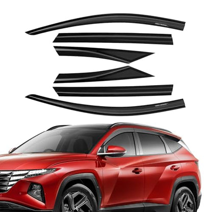 Rain Guards Compatible with Hyundai Tucson 2022 2023 2024 2025 2026, Tape-On Side Window Wind Deflectors & Visors Out-Channel 2022-2026 Tucson Rain Guard Black - 6 PCS - size: 2022-2025 Hyundai Tucson (Tape-On)