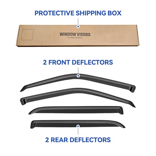 Window Visors Rain Guards for 2001 2002 2003 Ford F150 SuperCrew Cab, Out-Channel Window Vent Wind Deflectors Visors Shades for 2002 2003 Lincoln Blackwood - size: 2001-2003 f150 SuperCrew