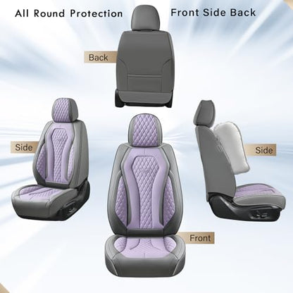 Coverado Leather Seat Covers 2 Seats, Car Seat Covers Front Seats, Purple Car Seat Cover 2 Pack, Front Car Seat Covers, Car Seat Cushion, Auto Seat Covers Driver Seat Protector Universal Fit Most Cars - color: Gray/Purple, size: FrontPair