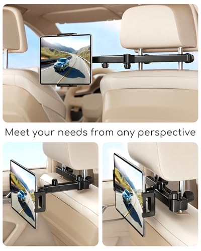 Car Headrest Tablet Holder for Back Seat, [Lockable 3 in 1 Extension Arm & 360° Rotation] iPad Car Mount, Road Trip Essentials for Kids,Compatible with 5.5-11" iPad Series & Tablets(2 Pack) - size: 2 Pack