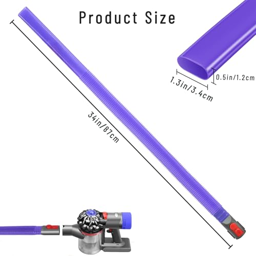 Dryer Vent Cleaner Kit for Dyson V15 V15s V12 V11 V10 V8 V7 Gen5 Vacuum - 34" Flexible Crevice Tool, Cleaning Hose Attachment Prevents Dryer Fires, Fits Tight Crevices for Car Detailing, Corners, Gaps
