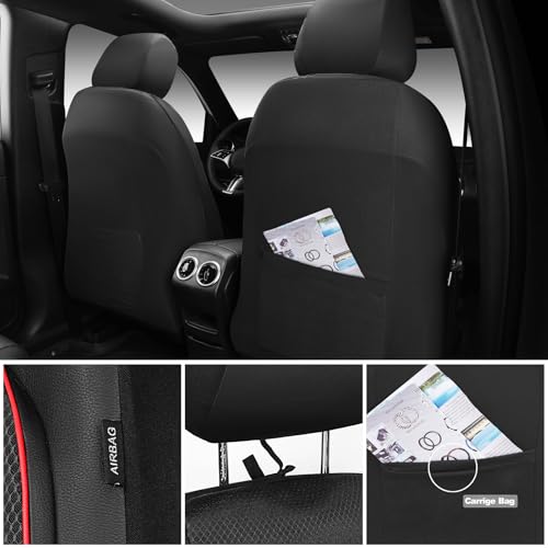CAR PASS 3D Foam Leather Car Seat Covers Two Front Seats only, Air Mesh Thick Seat Covers, All Weather Car Seat Cover Comfort & Protection for Truck,SUV,Sedan,Van, Airbag Compatible Red - color: Black Red Front