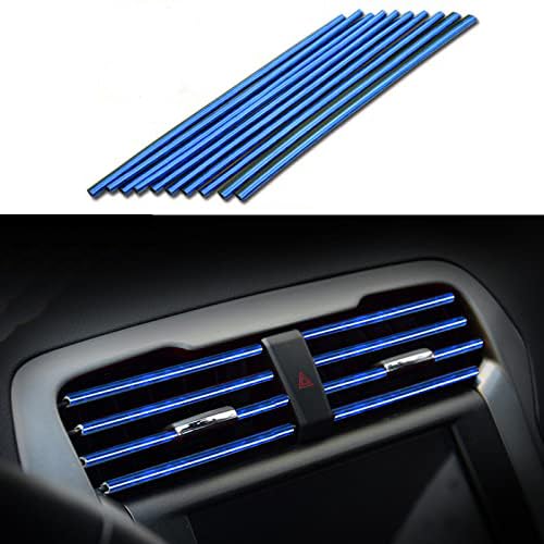 Car Air Conditioner Vent Outlet Trim Strip DIY Decoration Chrome Trim Strip Line Car Shiny Accessories 10PCS (Flash Blue) - color: Flash Blue