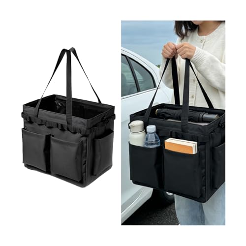 Car Trunk Organizer, Multi-Compartment Large Capacity Foldable Vehicle Trunk Storage Bag with Handles, Collapsible Automotive Interior Organizer, Universal for SUV Motorhome Truck (Black) - color: Black